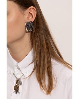 Balenciaga Brass Earrings - Brown