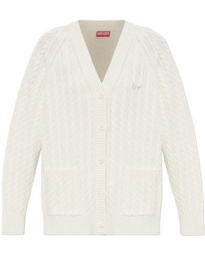 KENZO Cardigan With Decorative Knit - White