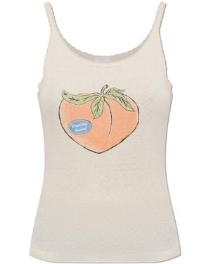RE/DONE Top 'Lace Strap Tank' - White