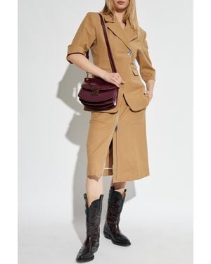 Ganni Skirt With Belt - Natural