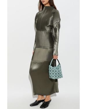 Issey Miyake Pleated Mock Neck Top - Green
