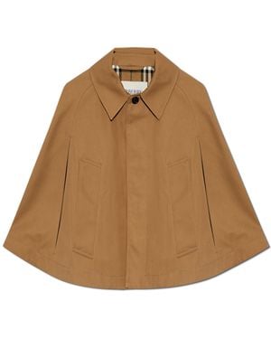 Burberry Poncho With Pockets - Brown