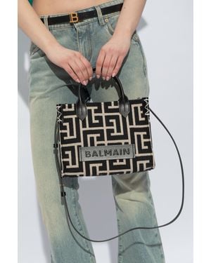 Balmain Shoulder Bag With Logo - Gray