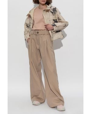 Moncler Pants With Wide Legs - Natural