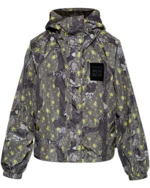 Ganni Light Jacket With A Hood - Black