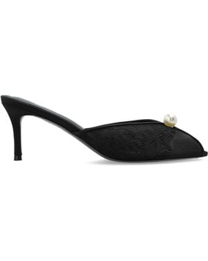 Black Suede Studio 'Debby70' Heeled Mules - Black