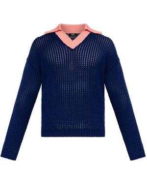 Fendi Jumper With Logo Patch - Blue
