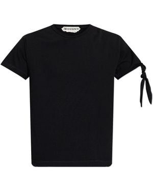JW Anderson T-Shirt With A Knot On The Shoulder - Black