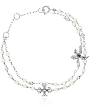 Tory Burch Bracelet With Glass Pearls - White