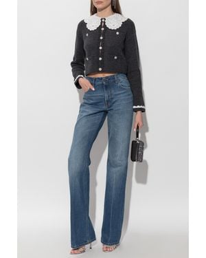 Self-Portrait Cardigan With A Detachable Collar - Blue