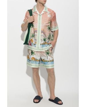 CASABLANCA Silk Shorts With Print - Multicolor
