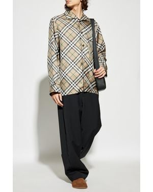 Burberry Silk Shirt With Check Pattern - Natural