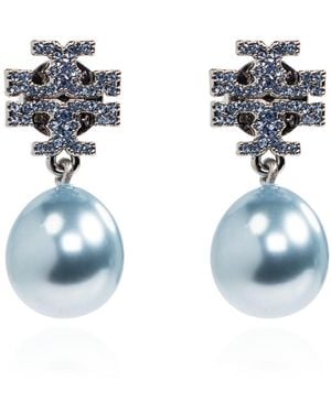 Tory Burch Earrings With Sparkling Crystals - Blue