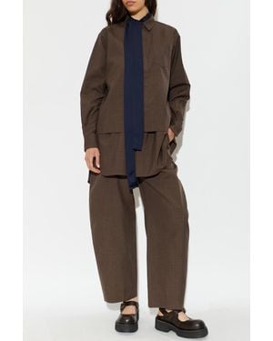 Sacai Wool Shirt Dress - Brown