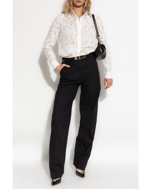 Versace Cotton Pants With Seam Detail On The Legs - Black