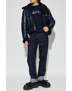 McQueen Wool Sweater With Logo - Blue