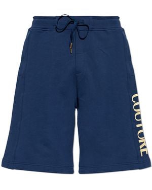 Versace Jeans Couture Sweat Shorts With Printed Logo - Blue