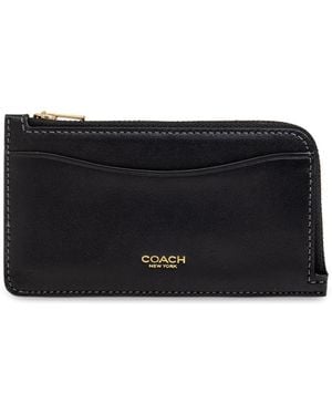 COACH Leather Card Case - Black