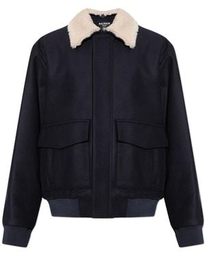 Balmain Wool Jacket With Detachable Collar - Blue