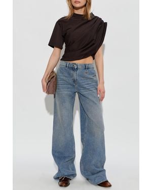 Courreges Asymmetric Top With Embroidered Logo - Blue