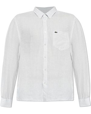 Lacoste Linen Shirt With Striped Pattern - White