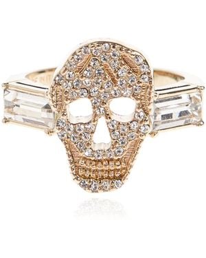 McQueen Ring With Shimmering Crystals - White