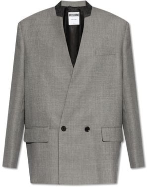 Moschino Double-Breasted Loose-Fit Blazer - Grey