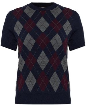 Tory Burch Wool Short-Sleeve Top - Blue