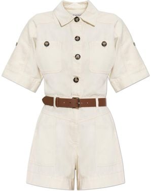 Self-Portrait Jumpsuit With Belt - White