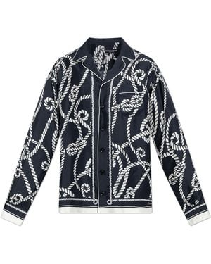 Dolce & Gabbana Silk Shirt With "Marina" Print - Black