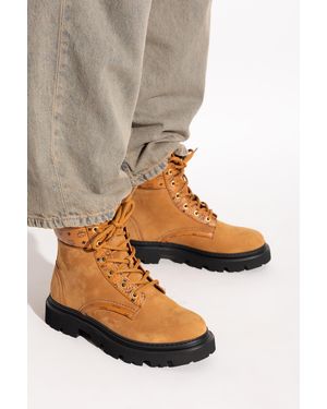 MCM Suede Lace-Up Boots - Natural