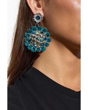 Marni Brass Floral Motif Earrings - Black