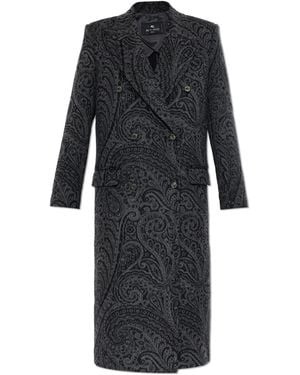Etro Double-Breasted Wool Coat - Black