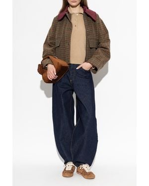 Ganni Wool Jacket With Logo Patch - Blue