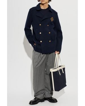 Dolce & Gabbana Wool Cardigan With Appliqué - Blue