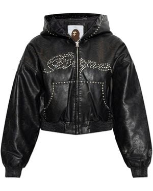 A Bathing Ape Insulated Eco-Leather Jacket - Black