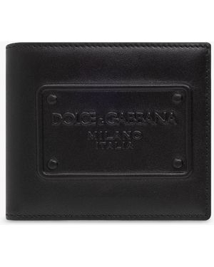 Dolce & Gabbana Dolce&Gabbana Leather Bi-Fold Wallet With Logo - Black