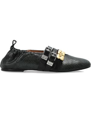 Ganni Ballet Flats With Straps - Black