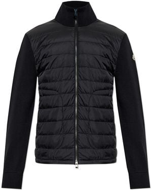 Moncler Cardigan With Down Front - Black