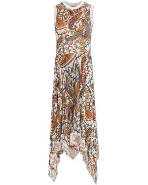 Etro Patterned Dress With Raw-Edge Finish - Natural