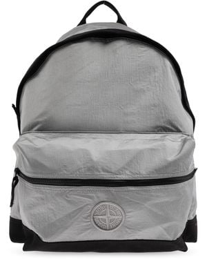 Stone Island Backpack With Logo - Grey