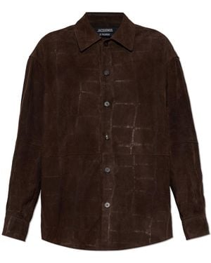 Jacquemus Suede Shirt 'Croco' - Brown
