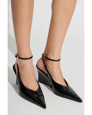 Black Suede Studio Leather Wedge Shoes "Eliana" - Black