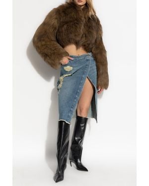 Blumarine Denim Skirt With Vintage Effect - Blue