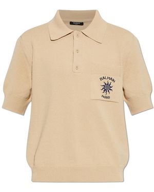 Balmain Polo Shirt With Pocket - Natural