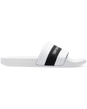 Emporio Armani Slides With Logo - White