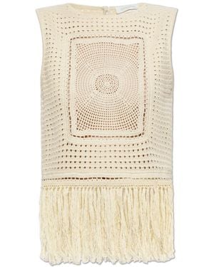 Zimmermann Top With Fringes - Natural