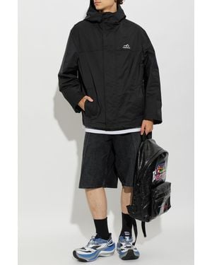 Balenciaga Jacket With Printed Logo - Black