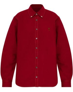 Ami Paris Denim Shirt - Red
