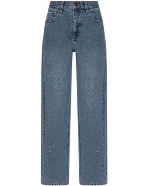 Self-Portrait Jeans With Shimmering Sequins - Blue